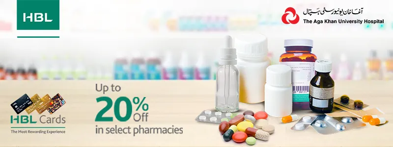 AKUH Pharmacies Offering up to 20% OFF on HBL Card
